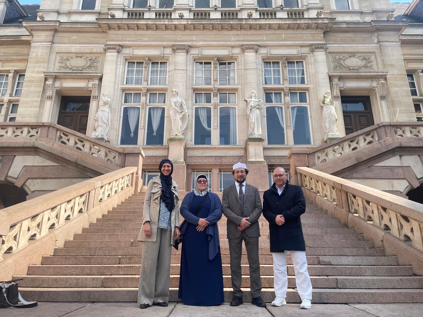 EULEMA delegation standing on the steps of the Hôtel de Ville de Saint-Gilles, Brussels